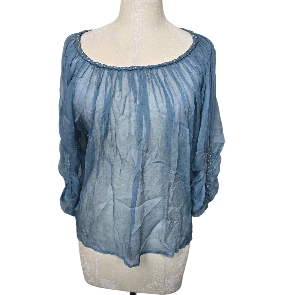 Akiko Blue Sheer Blouse XS
